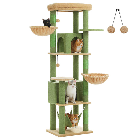 PAWZ Road 181cm Large Cat Tree Tower Scratching Post Condo House Furniture Cat Beds Green