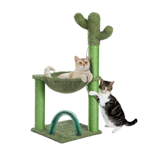PAWZ Road 84cm Cactus Cat Tree Tower Scratching Post Scrathcer with Grooming Brush Green