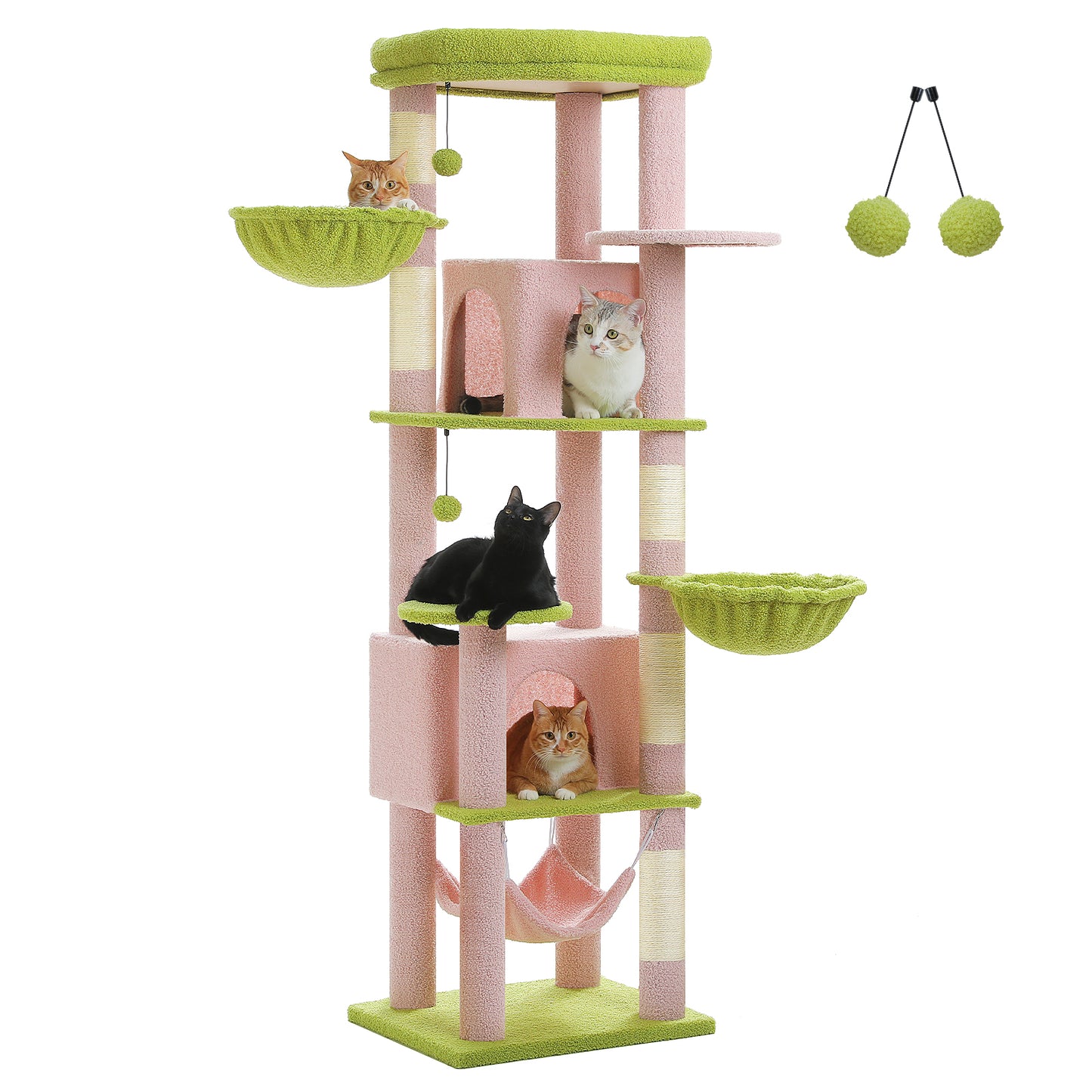 PAWZ Road 181cm Large Cat Tree Tower Scratching Post Condo House Furniture Cat Beds Pink