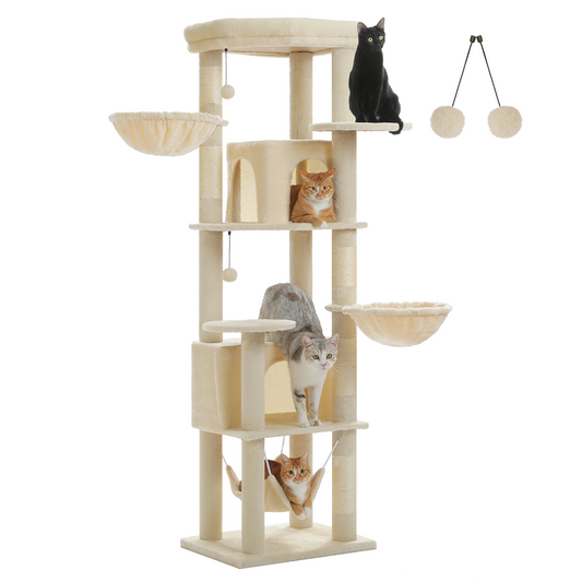 PAWZ Road 181cm Large Cat Tree Tower Scratching Post Condo House Furniture Cat Beds Beige