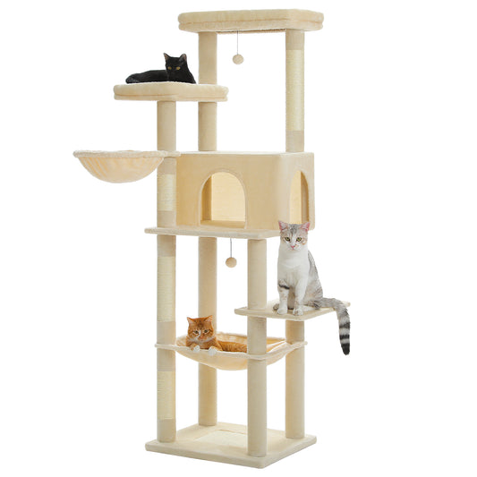 PAWZ Road 186cm Cat Tree Tower Scratching Post Condo House Bed for Large Cats Beige