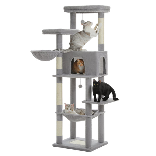 PAWZ Road 186cm Cat Tree Tower Scratching Post Condo House Bed for Large Cats Grey
