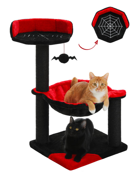 PAWZ Road Cat Tree Tower Scratching Post for Kitten Bed Condo House with Hammock Black