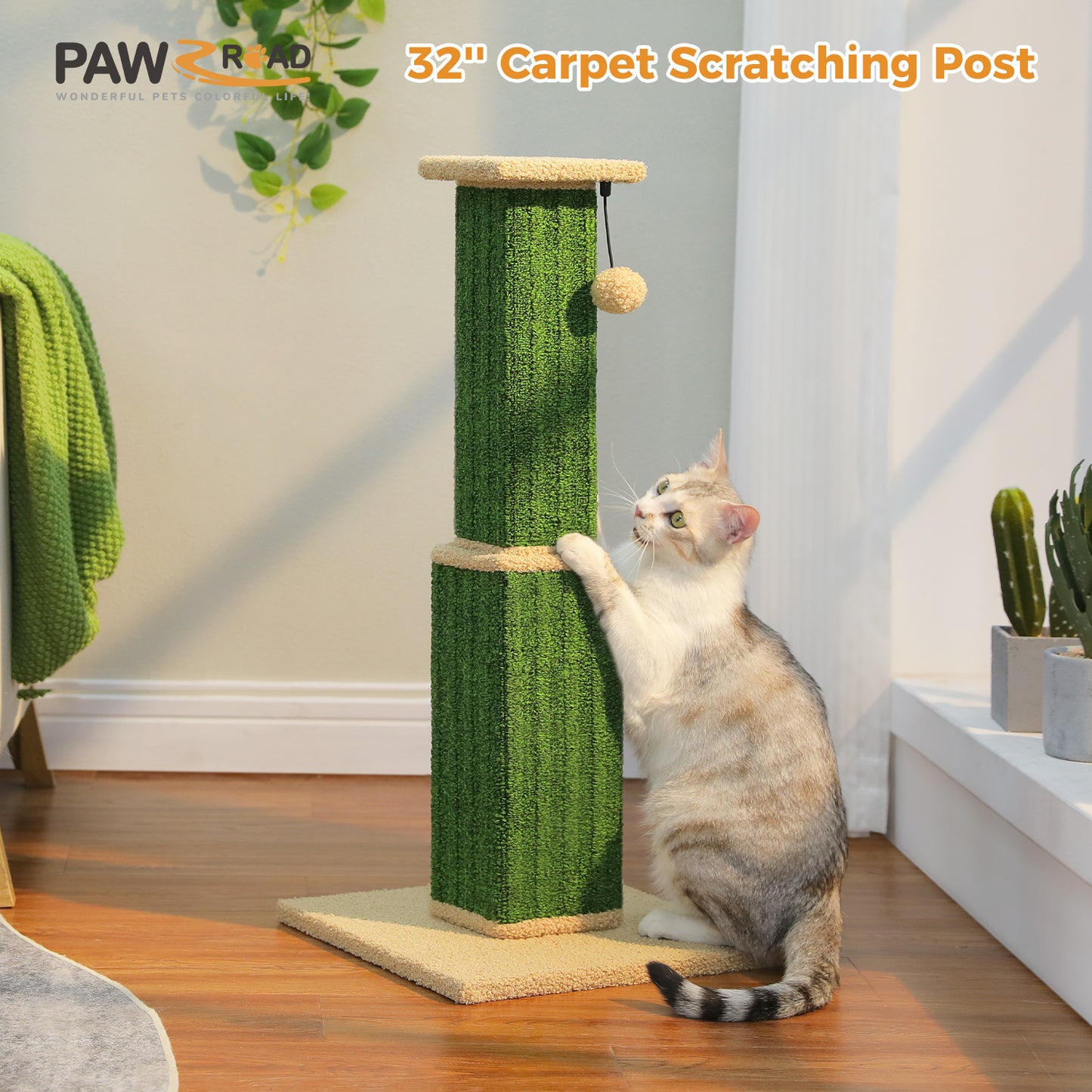 PAWZ Road 80cm Cat Tree Scratching Post Tower Sturdy Board Gym Furniture Fun Toys Green