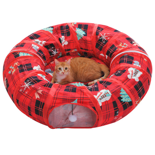PAWZ Road Cat Tunnel Toys Christmas Gifts for Pets Red