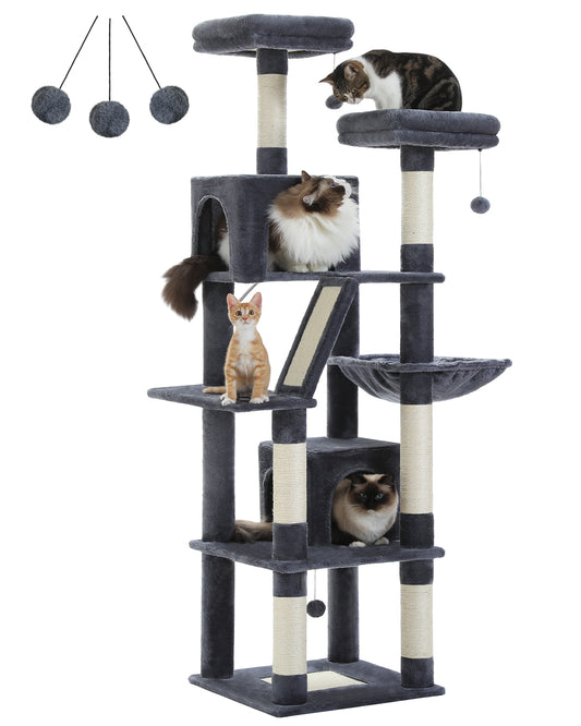 PAWZ Road 180cm Cat Tree Tower Scratching Post Adult Cats Condo House Bed Toys Dark Grey