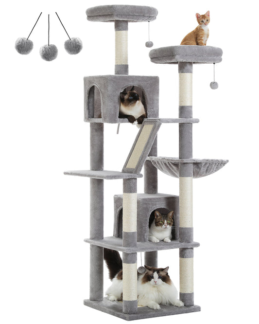 PAWZ Road Cat Tree Tower Scratching Post Adult Cats Condo House Bed Toys 180cm Grey