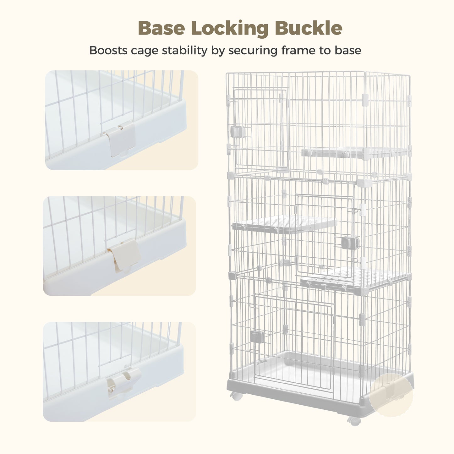 PAWZ Road 4-Tier Cat Cage, 72 x 46 x 145 CM Large Cat Enclosure with Ladder& DIY Platform, Metal Wire Kennel for Indoor/Outdoor Cats, White