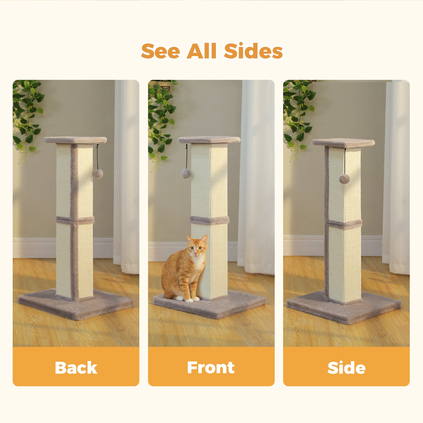 PAWZ Road 82cm Cat Tree Scratching Post Tower Sturdy Board Gym Furniture Fun Toys Grey