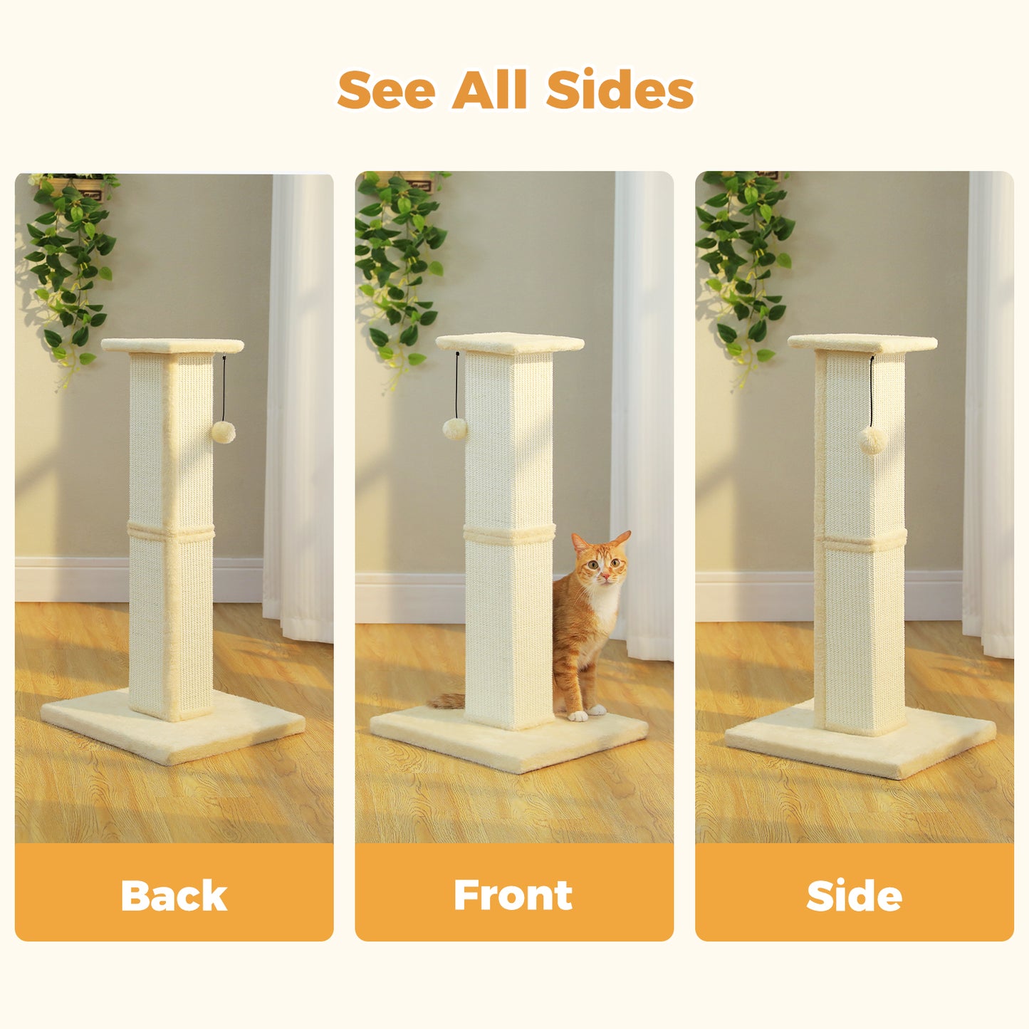 PAWZ Road 82cm Cat Tree Scratching Post Tower Sturdy Board Gym Furniture Fun Toys Beige