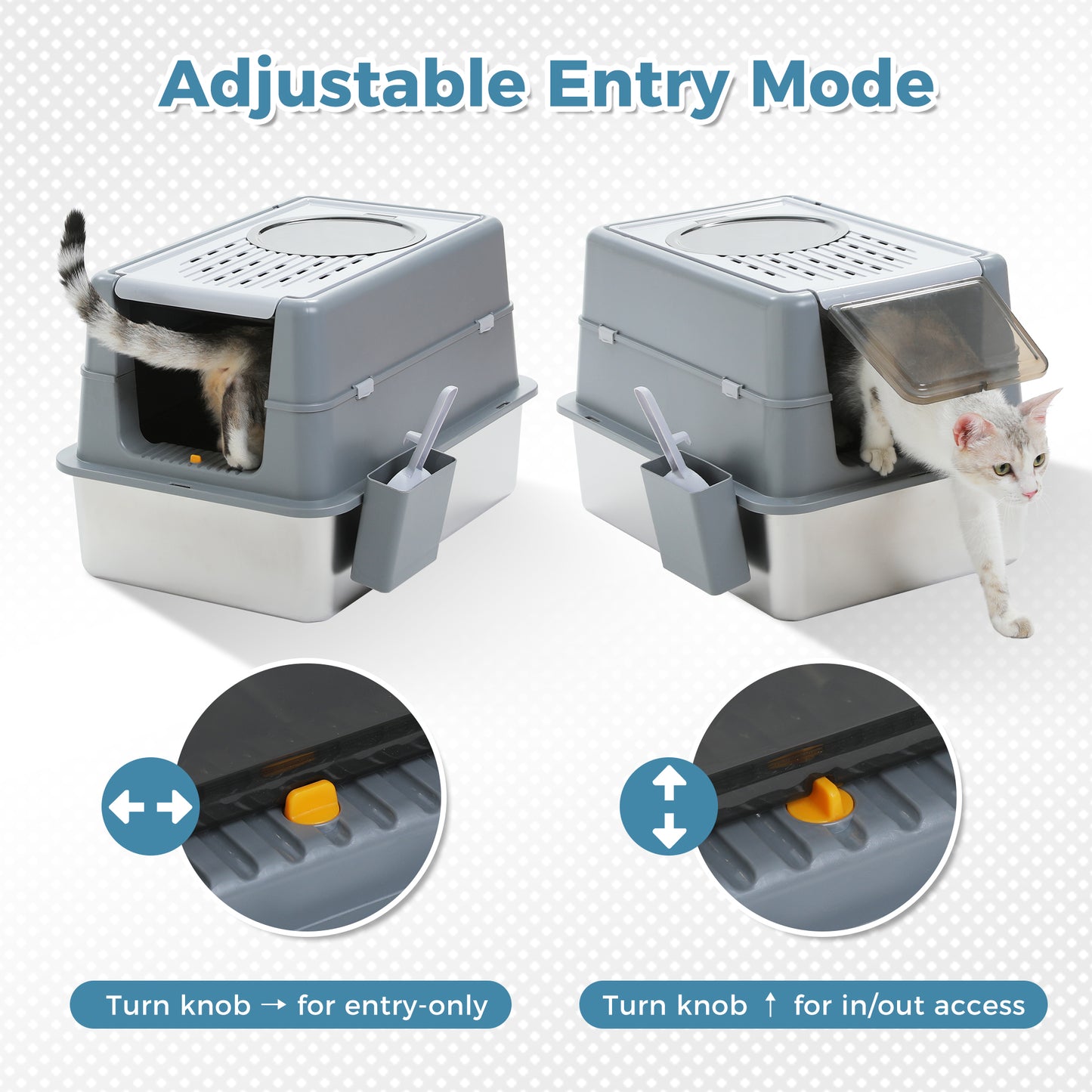 PAWZ Road Stainless Steel Litter Box Enclosed Extra Large Cat litter Tray Toilet