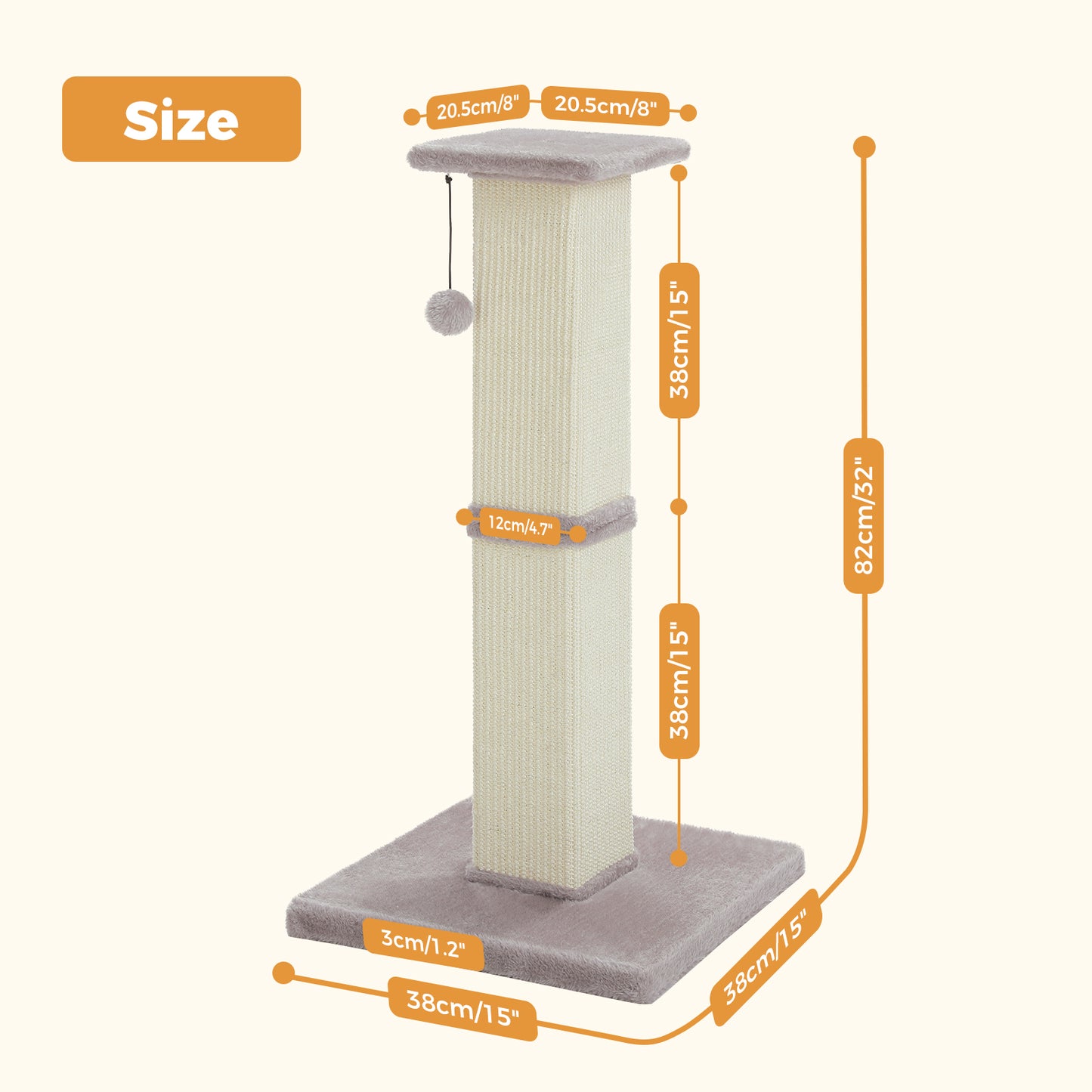 PAWZ Road 82cm Cat Tree Scratching Post Tower Sturdy Board Gym Furniture Fun Toys Grey