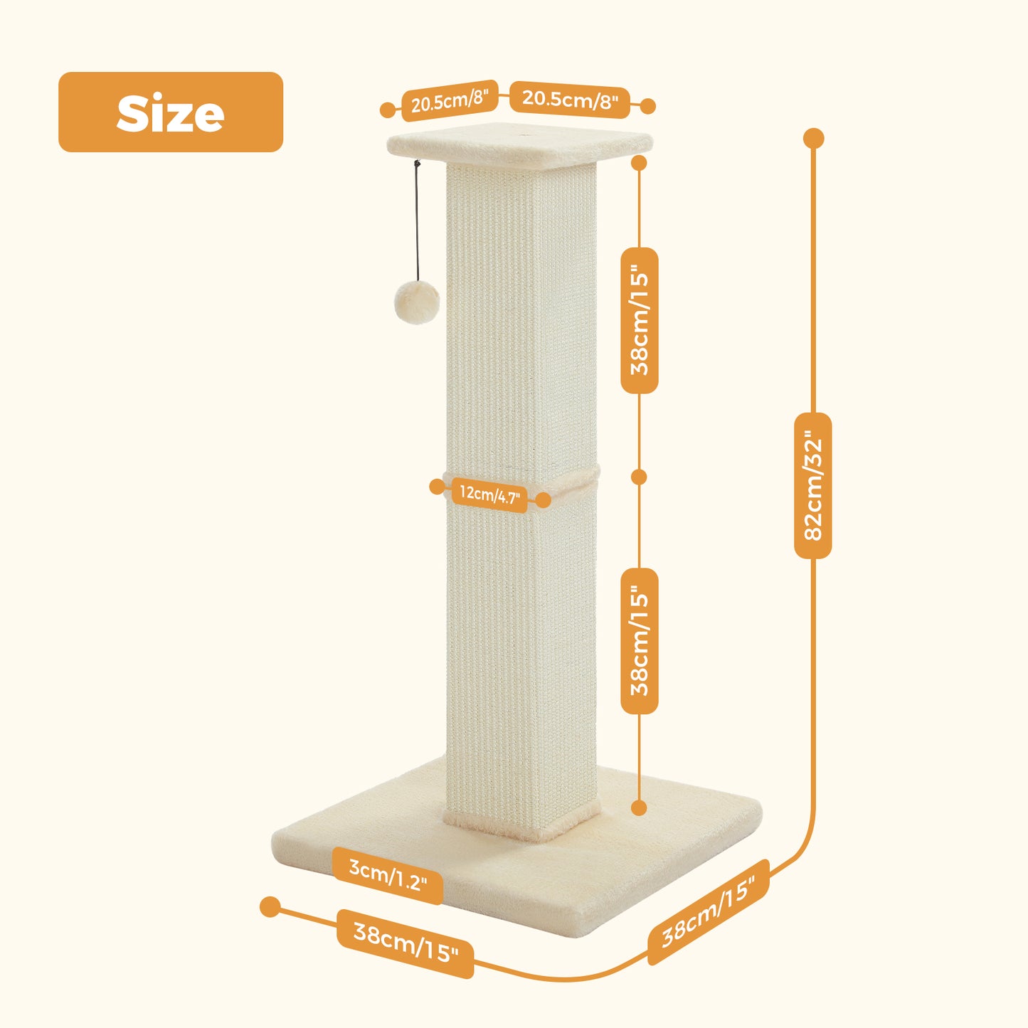 PAWZ Road 82cm Cat Tree Scratching Post Tower Sturdy Board Gym Furniture Fun Toys Beige