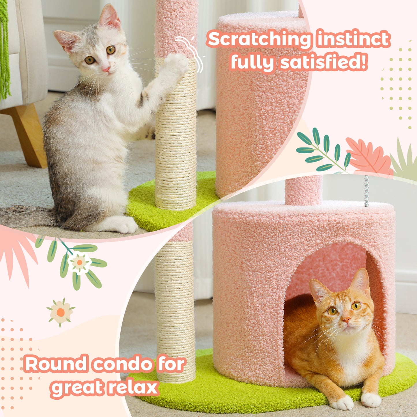 PAWZ Road Flower Cat Tree Tower Scratching Post Condo House Scratcher Pink