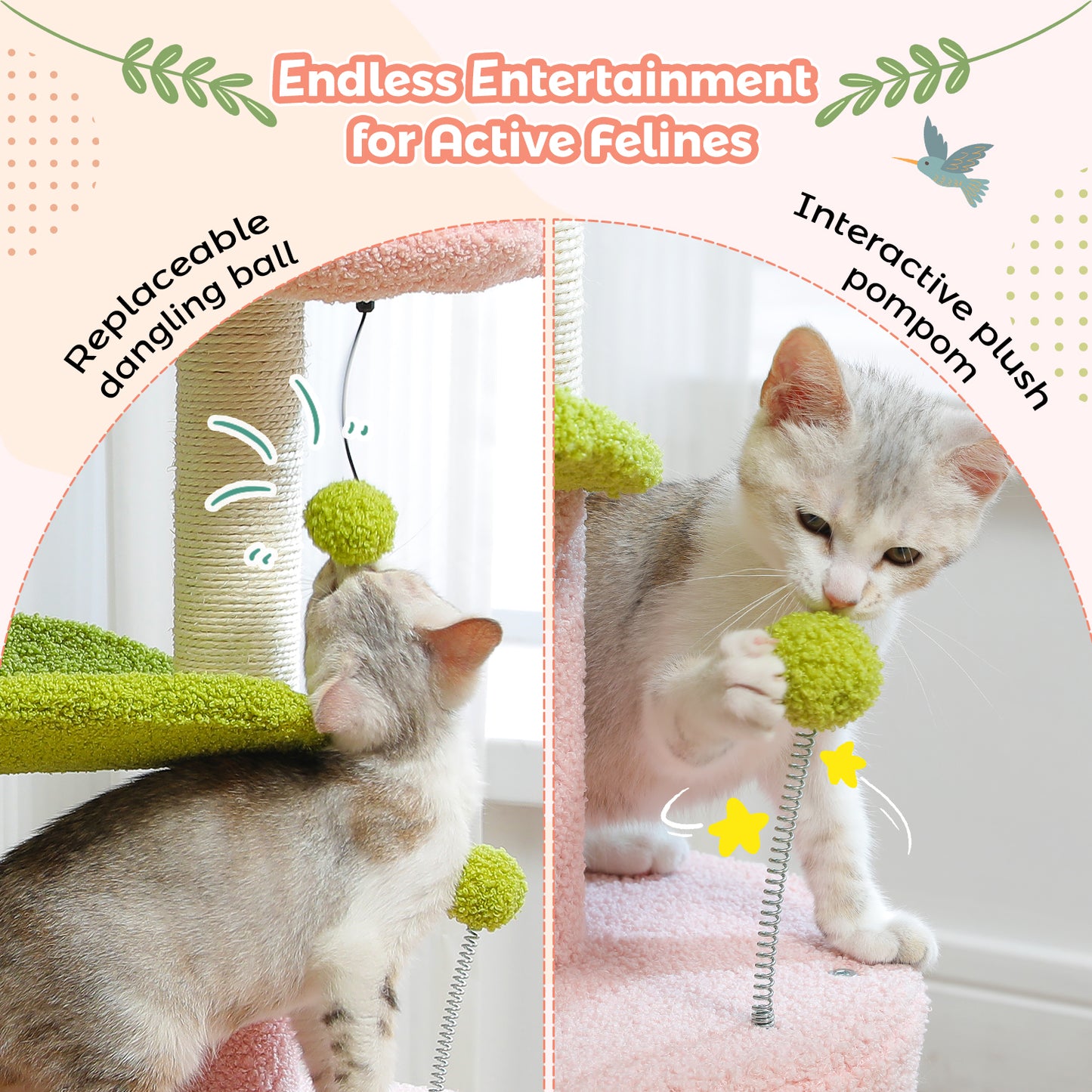 PAWZ Road Flower Cat Tree Tower Scratching Post Condo House Scratcher Pink