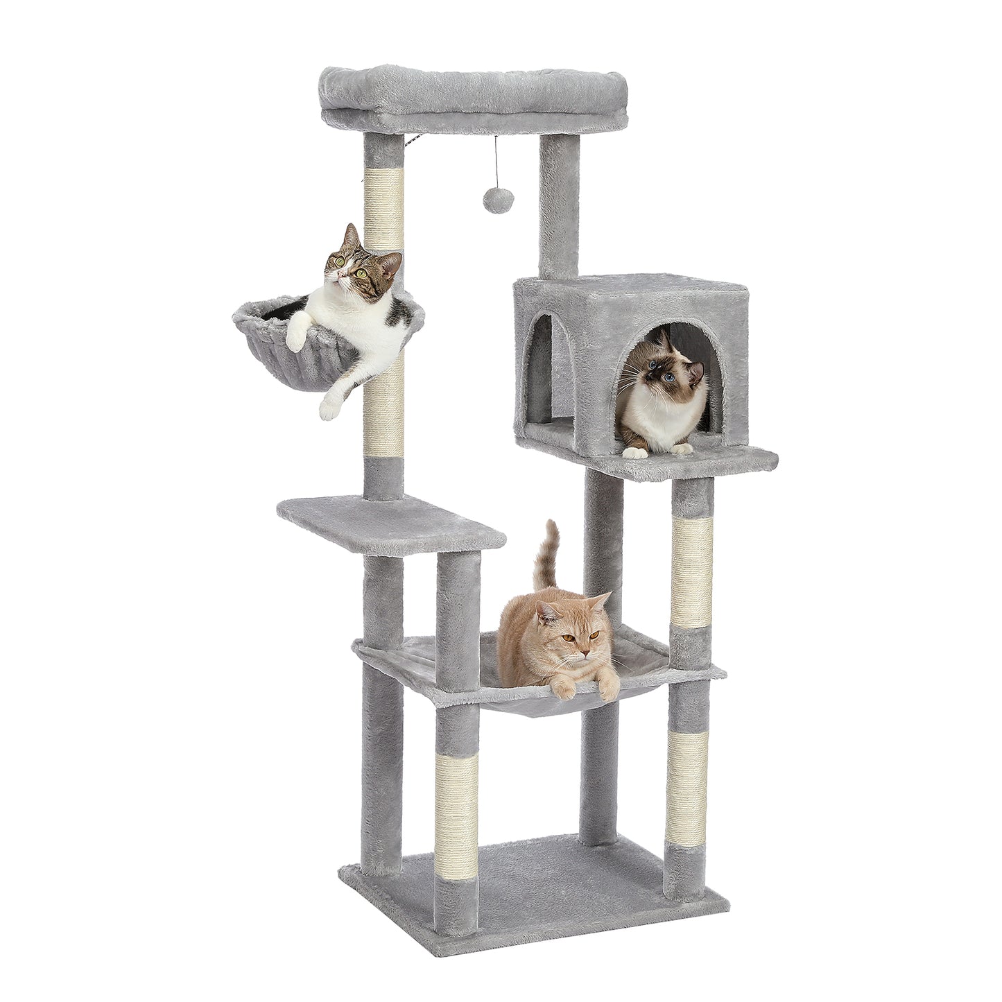 PAWZ Road Cat Tree Scratching Post Tower for Large Cats Play House Condos 143cm Grey