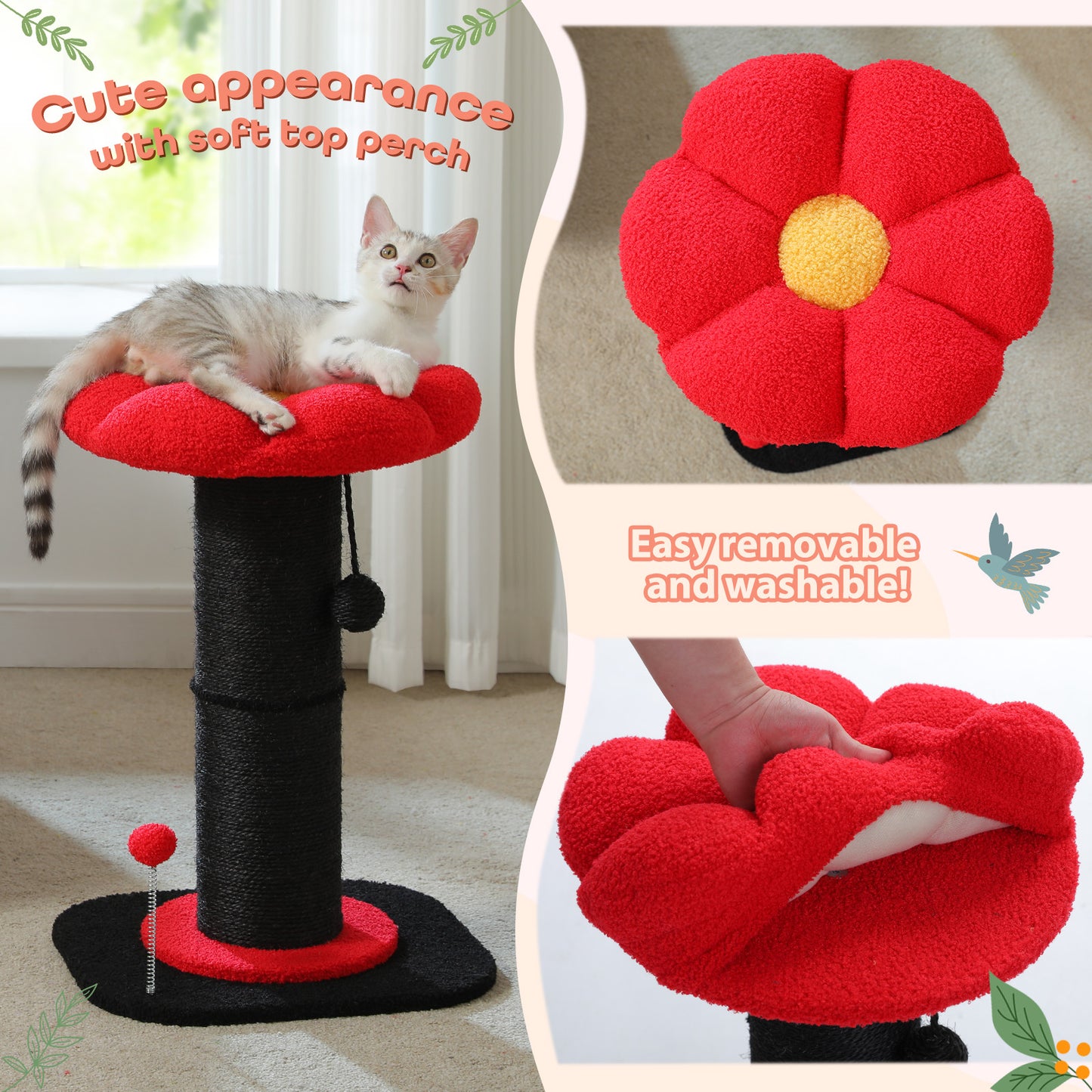 PAWZ Road Gothic Cat Scratching Post with Super Thick Scratcher Cats Bed Toys Scratch Black