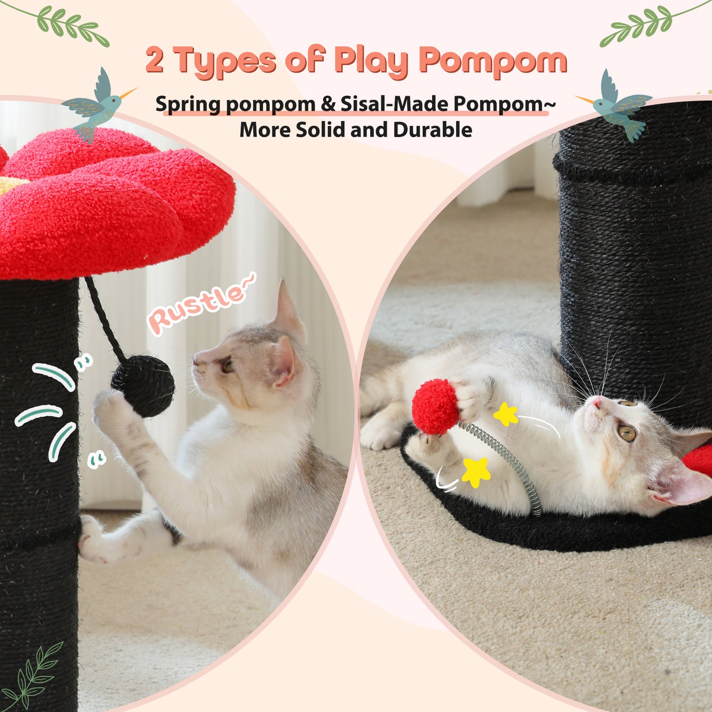 PAWZ Road Gothic Cat Scratching Post with Super Thick Scratcher Cats Bed Toys Scratch Black