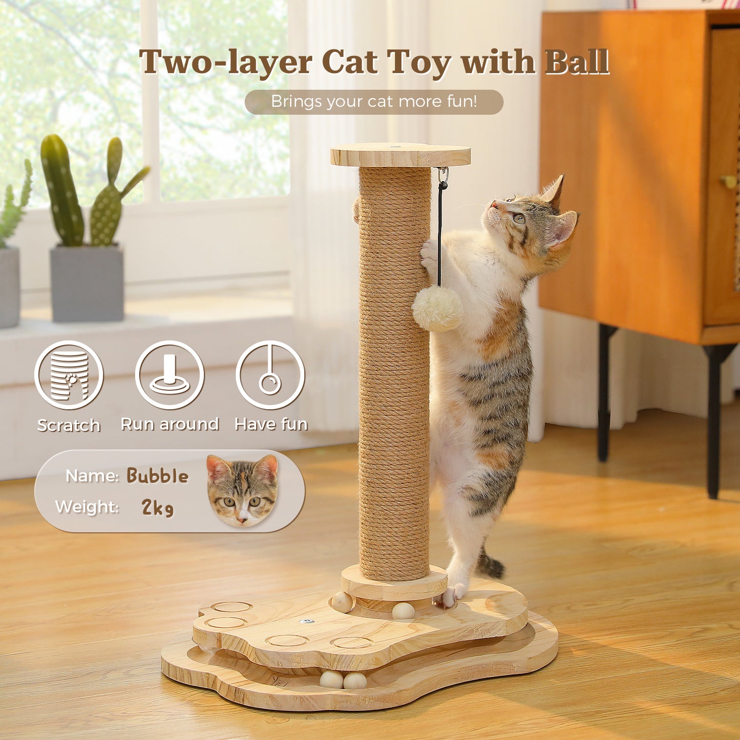 PAWZ Road Cat Tree Tower Scratching Post Kitty Interactive Self-Amusement Toys