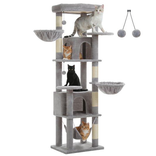 PAWZ Road 181cm Large Cat Tree Tower Scratching Post Condo House Furniture Cat Beds Grey