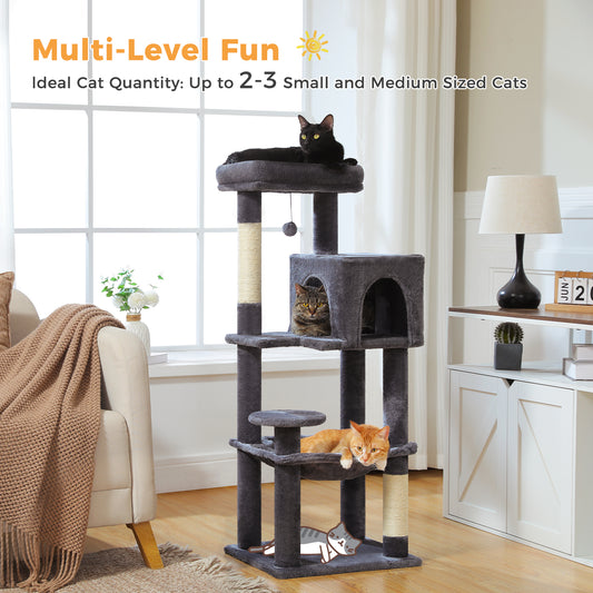PAWZ Road 113CM Cat Tree Tower Scratching Post Cat Bed Furniture Scratcher Condo House Dark Grey