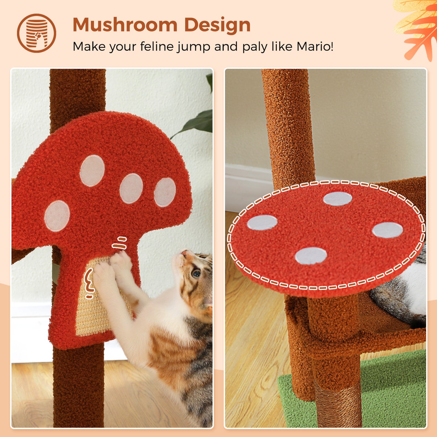 PAWZ Road 143cm Cat Tree Tower Scratching Post Scratcher Cat Condo House Bed Furniture Brown