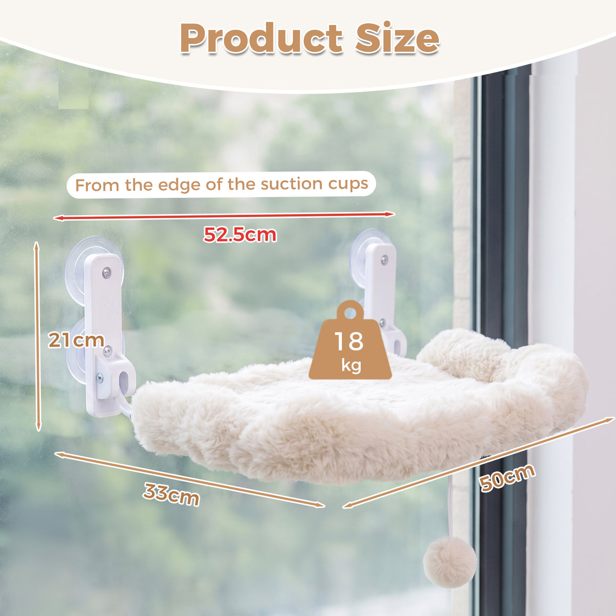 PAWZ Road Cat Window Hammock, Foldable Window Perch, White Cloud-Shaped Bed, 2 Cushions Included: Soft Cloud & Breathable Mesh, Sturdy Suction Cups, Machine Washable Mat, Pompom Ball, for Large Cats