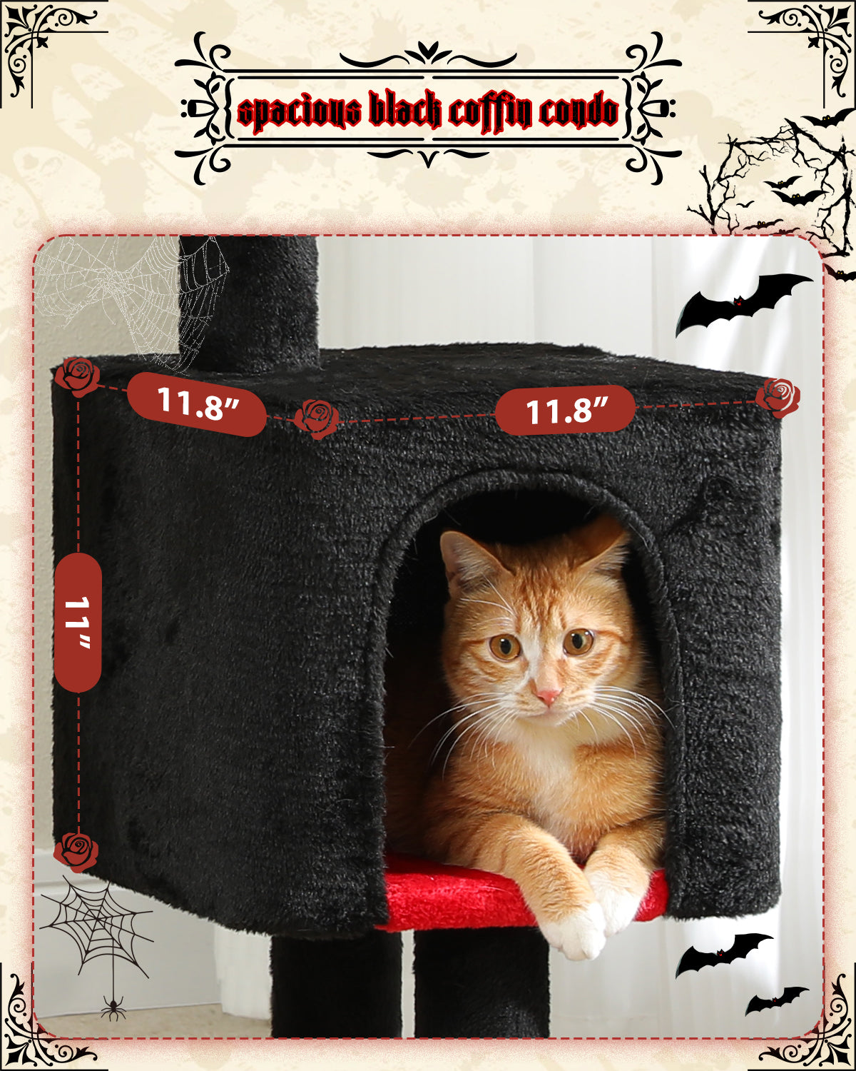 PAWZ Road Cat Tree Tower Condo House Cat Scratching Post Furniture with Hammock Black