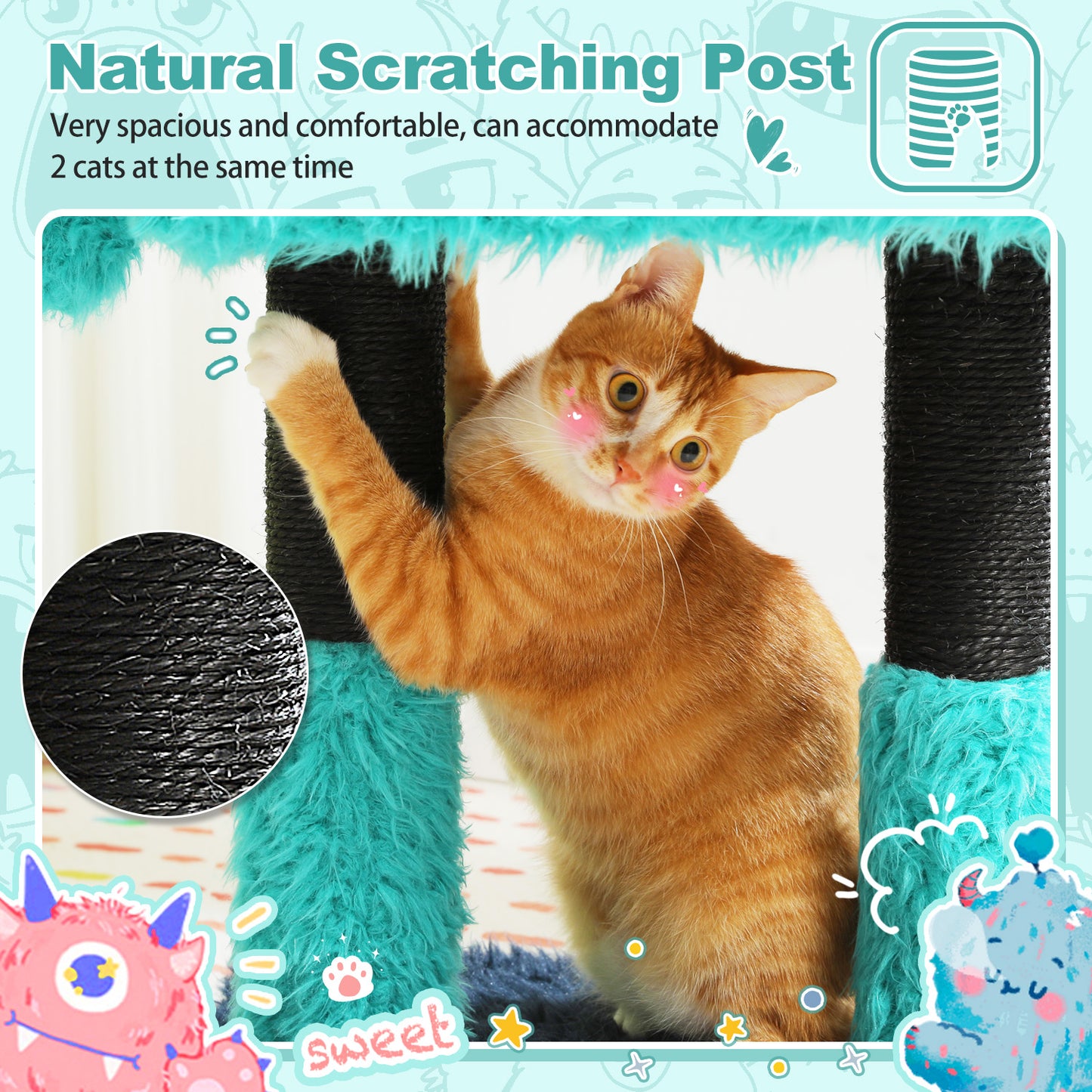PAWZ Road Cat Tree Tower Scratching Post Monster Shape Cat Condo House Furniture Blue