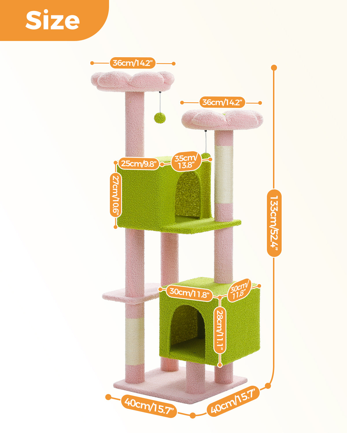 PAWZ Road 133cm Cat Tree Tower Condo Scratching Post Scratcher House for Large Cats