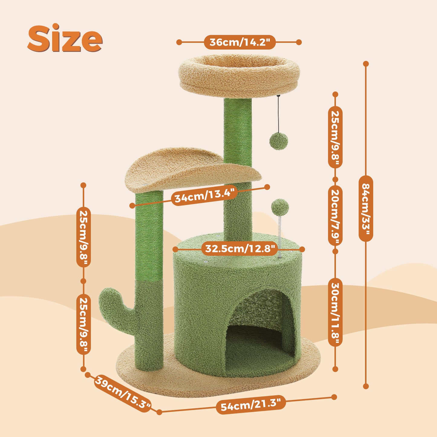 PAWZ Road Cactus Cat Tree Tower Scratching Post Condo House Scratcher Furniture