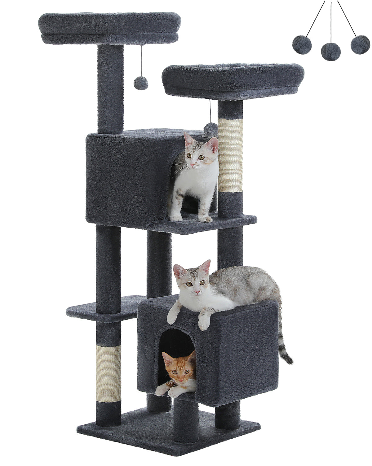 PAWZ Road 133cm Cat Tree Tower Condo Scratching Post Scratcher House for Large Cats Dark Grey