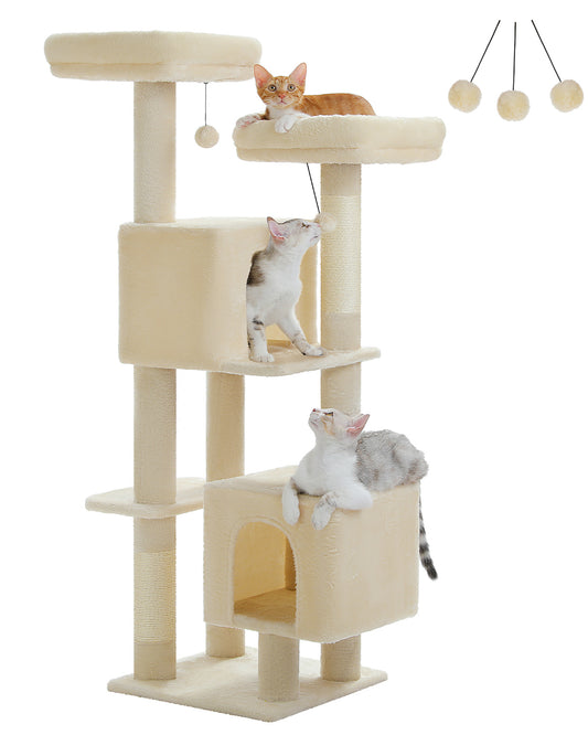 PAWZ Road 133cm Cat Tree Tower Condo Scratching Post Scratcher House for Large Cats Beige