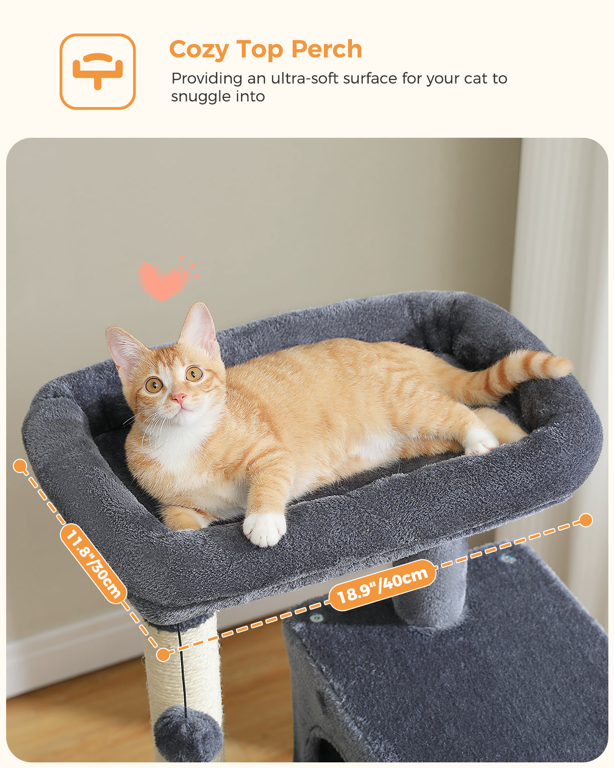 PAWZ Road 116cm Cat Tree Tower Scratching Post Scratcher Cat Condo Tree Kitten Bed Toy Dark Grey