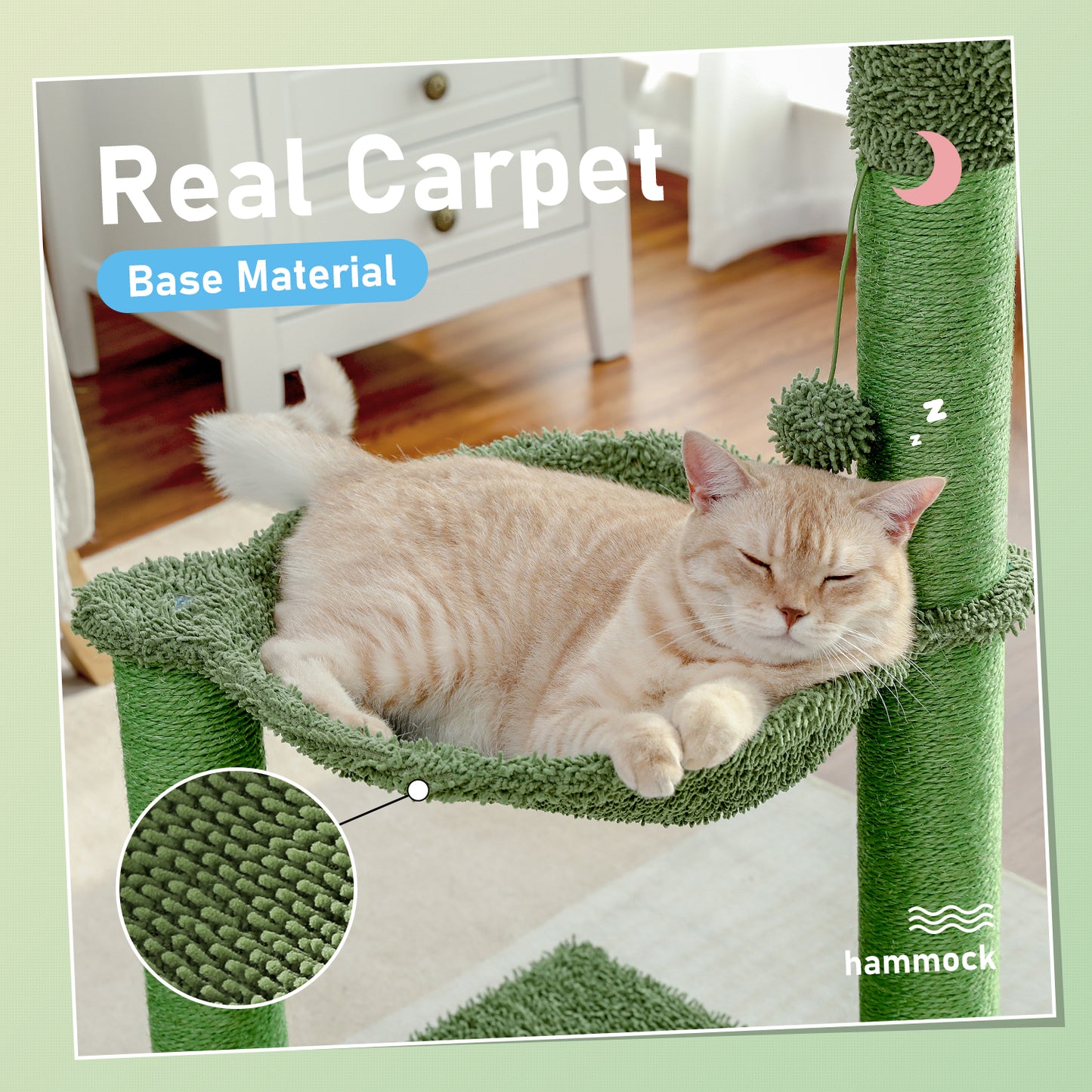 PAWZ Road 84cm Cactus Cat Tree Tower Scratching Post Scrathcer with Grooming Brush Green