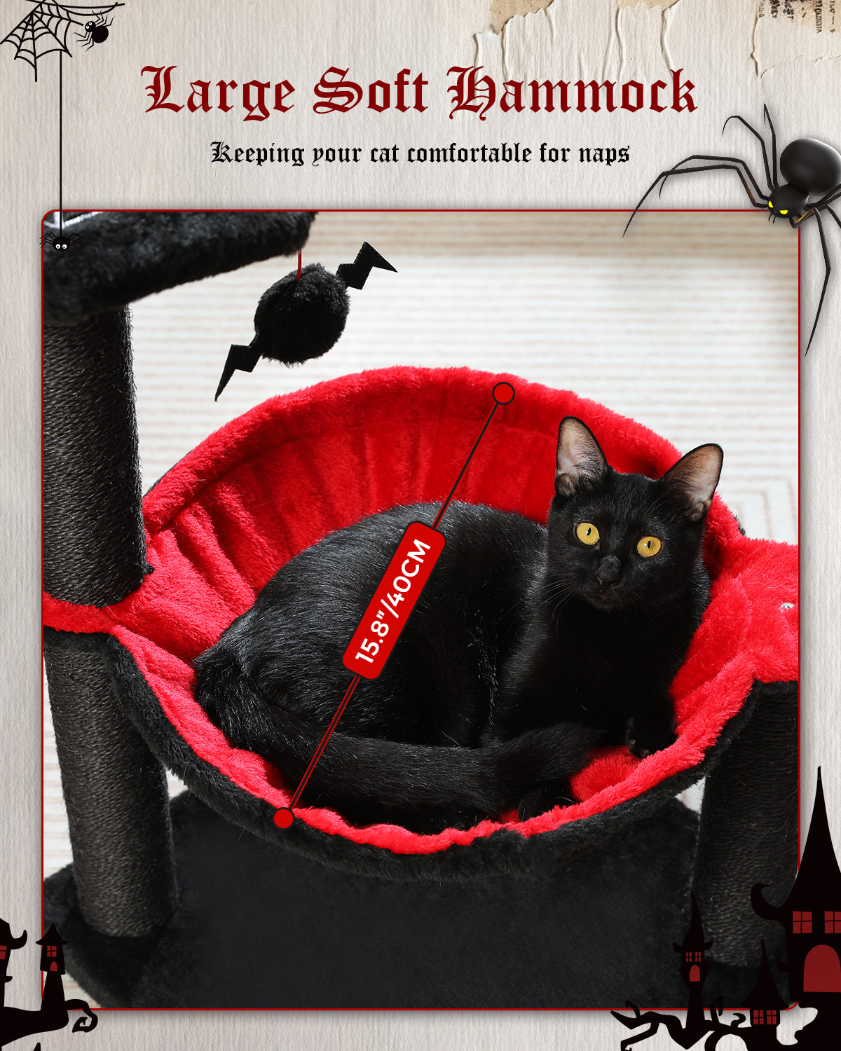 PAWZ Road Cat Tree Tower Scratching Post for Kitten Bed Condo House with Hammock Black