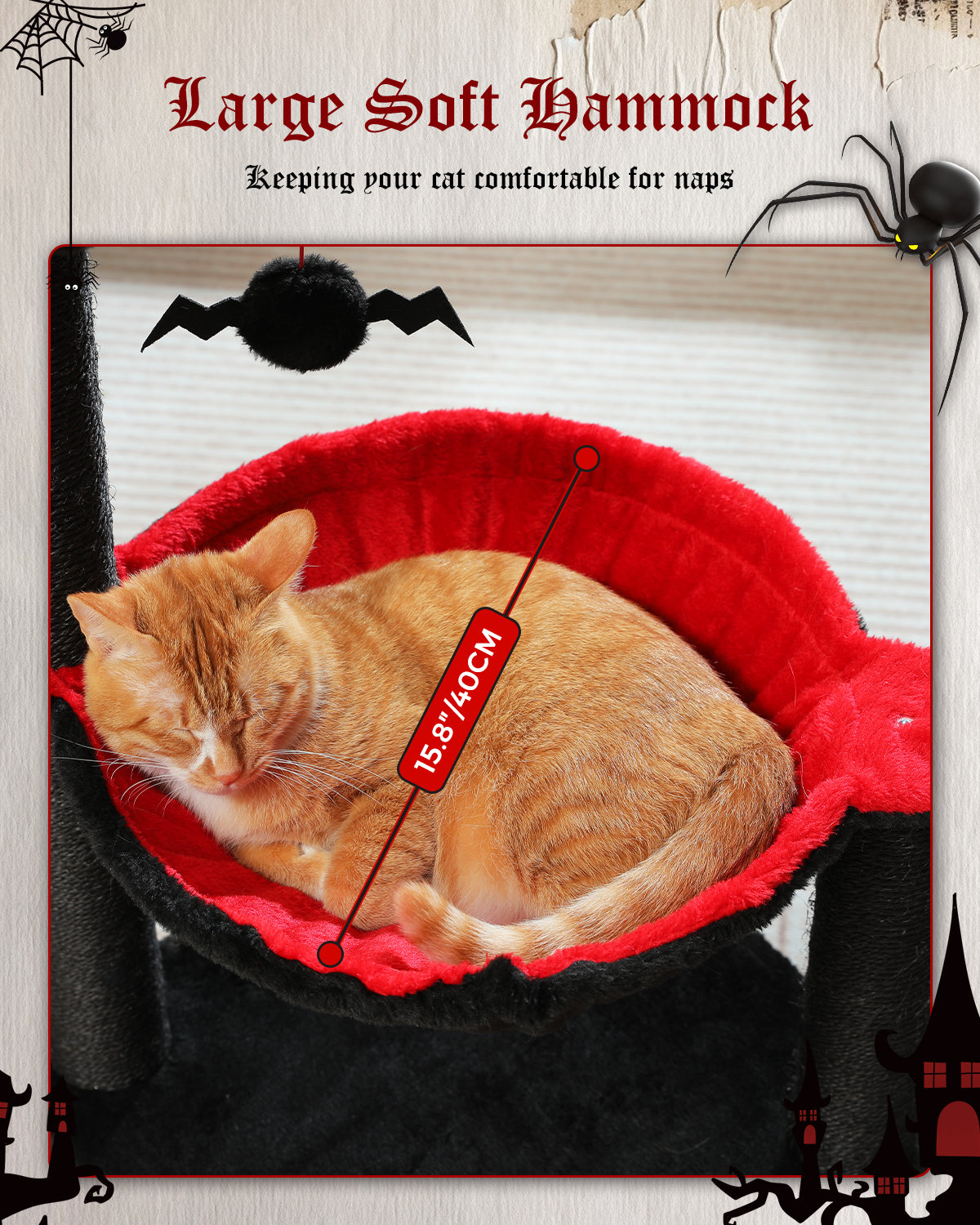 PAWZ Road Cat Tree Tower Scratching Post for Kitten Bed Condo House with Hammock Black