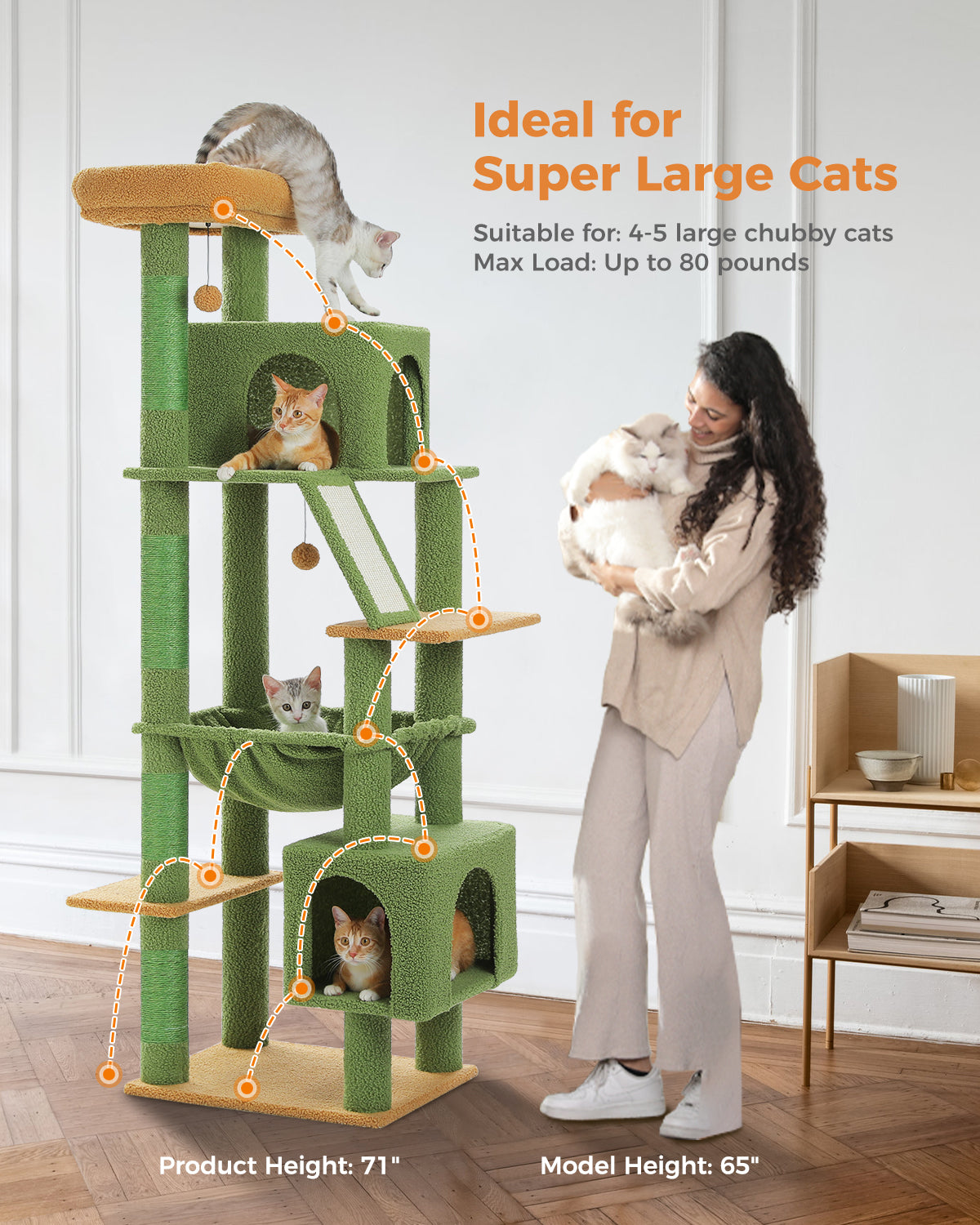 PAWZ Road 181cm Cat Tree Tower Scratching Post Scratcher Condo House Bed Toys Green