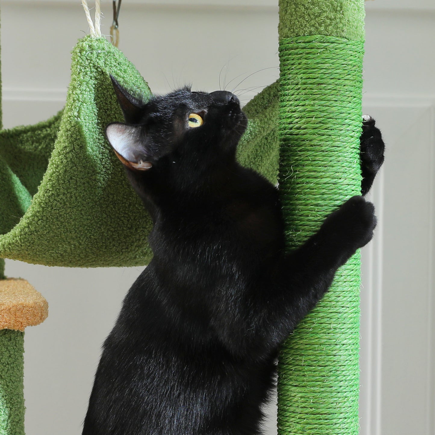 PAWZ Road Cat Tree Tower Scratching Post Floor to Ceiling Height Adjustable Cat Condo Bed Green