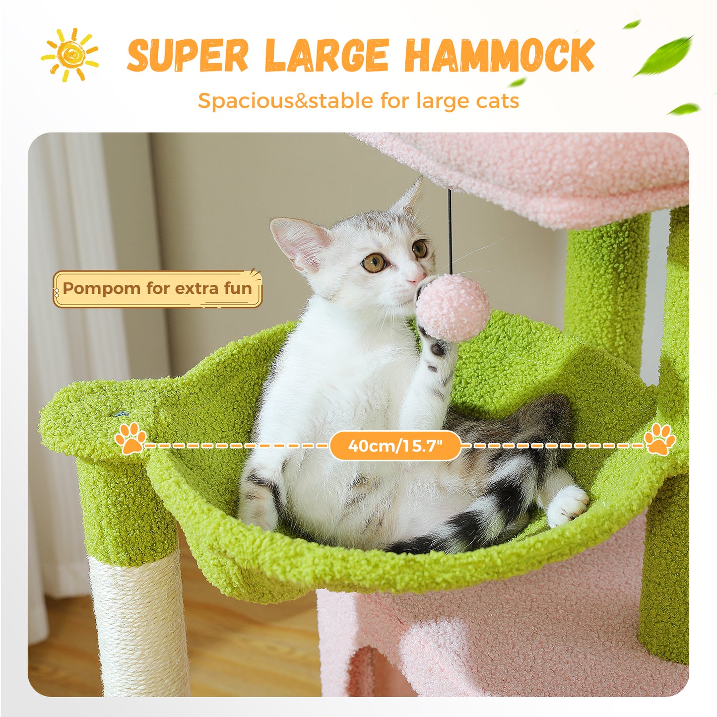 PAWZ Road 104cm Cat Tree Tower Scratching Post Scratcher Condo House for Indoor Cats Pink