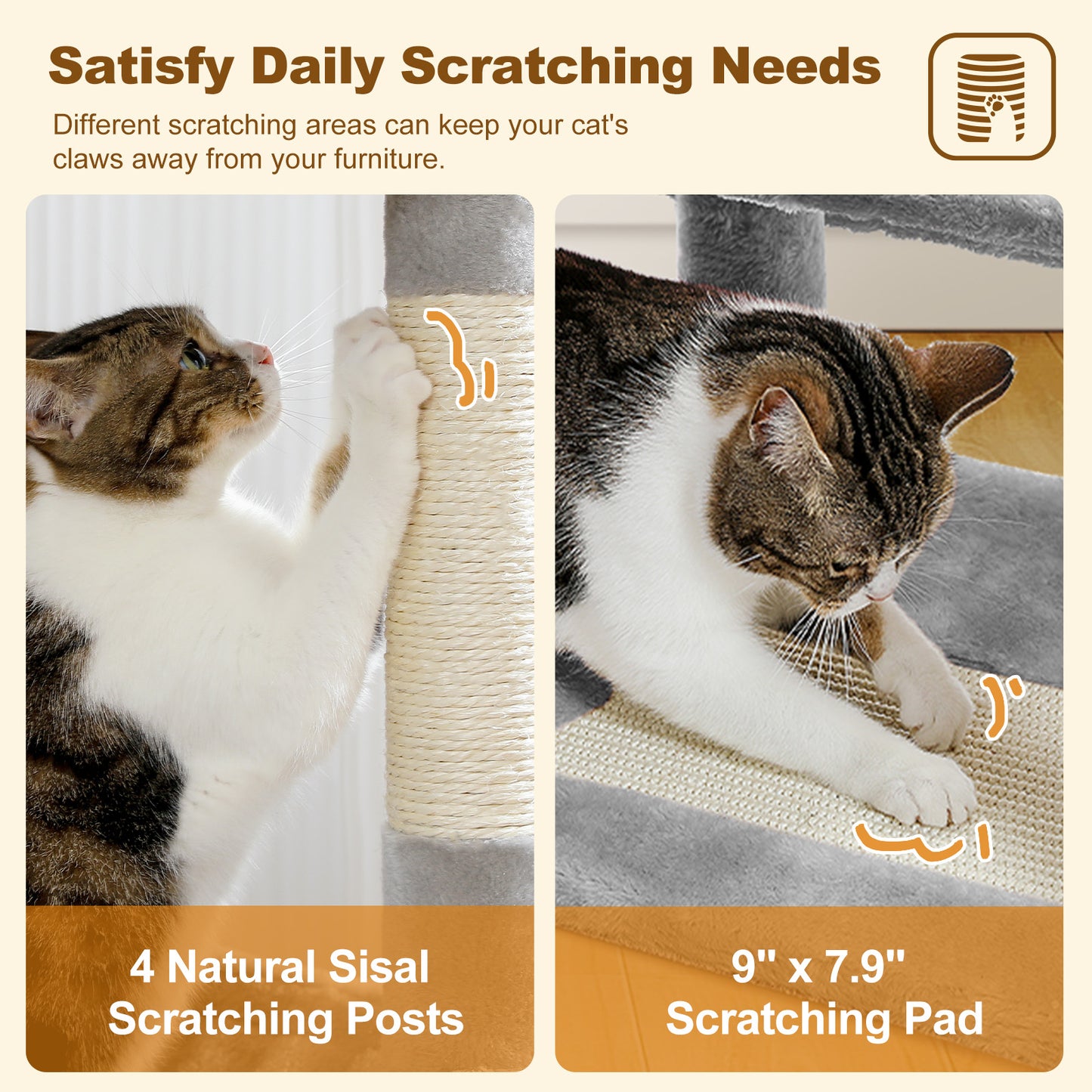 PAWZ Road 157cm Cat Tree Tower Scratching Post Scratcher Condo House Furniture Grey