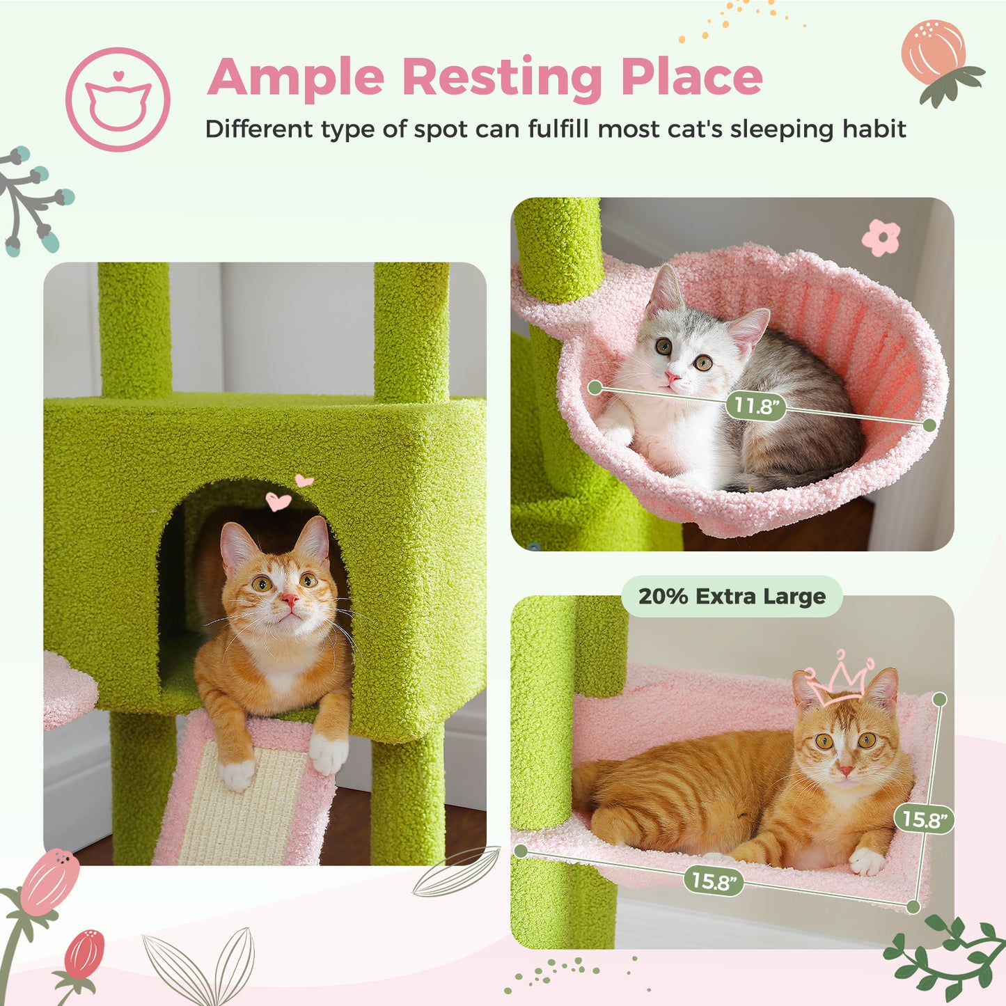PAWZ Road Cat Tree Tower Scratching Post Floor to Ceiling Cats Tower Furniture Pink