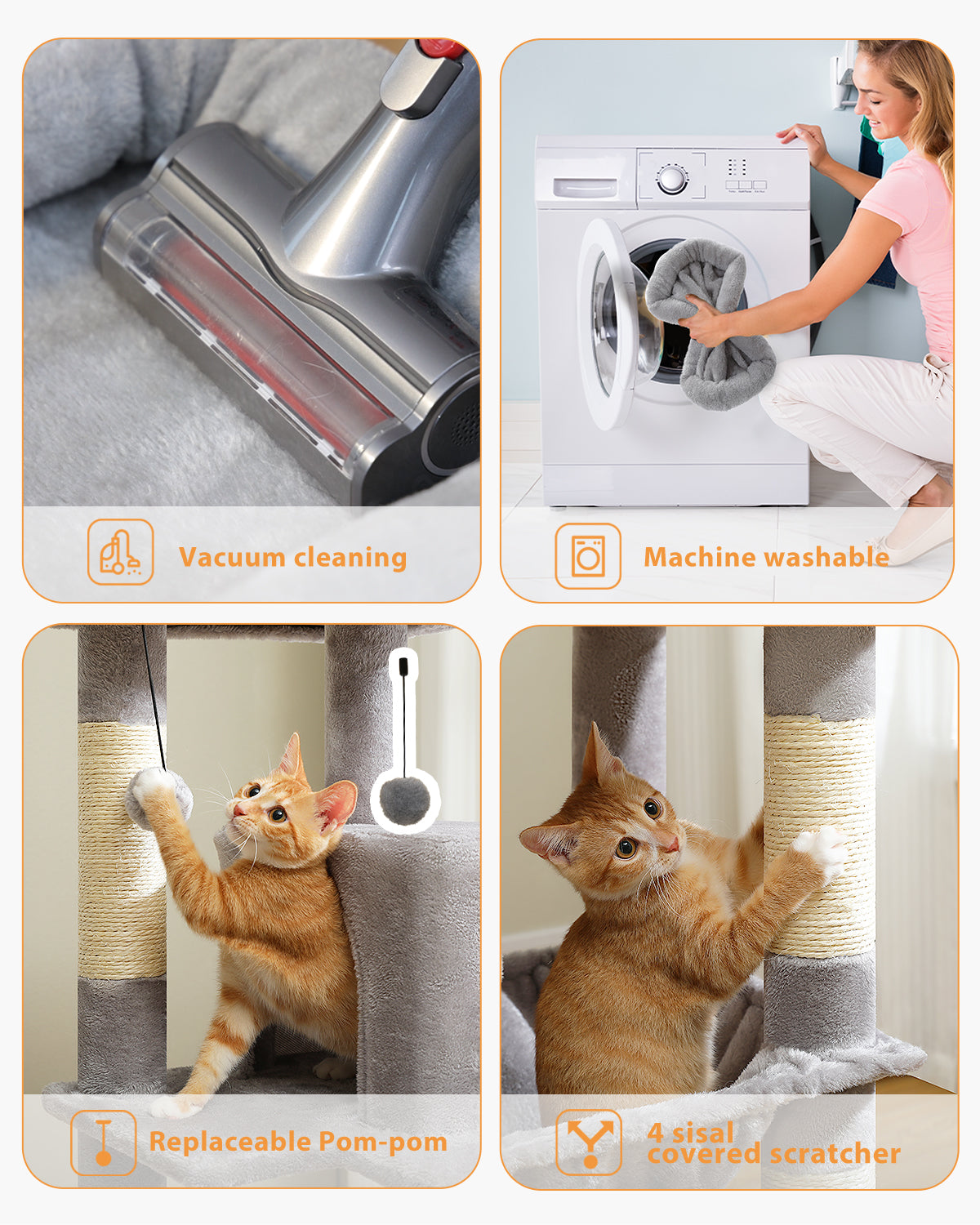 PAWZ Road 116cm Cat Tree Tower Scratching Post Scratcher Cat Condo Tree Kitten Bed Toy Grey