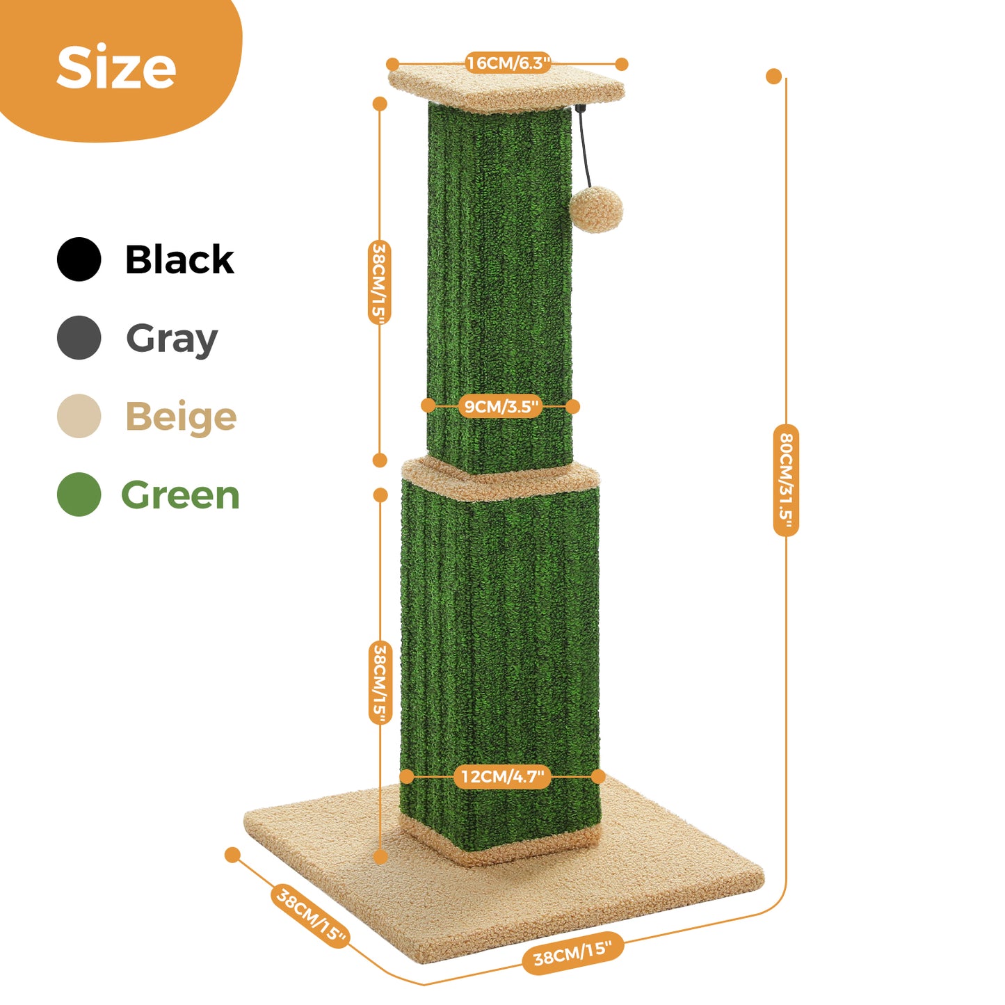 PAWZ Road 80cm Cat Tree Scratching Post Tower Sturdy Board Gym Furniture Fun Toys Green