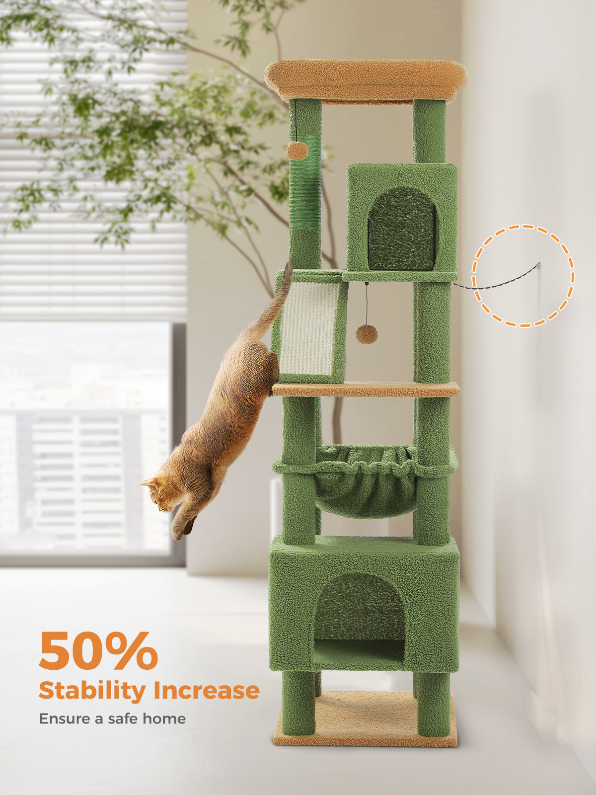 PAWZ Road 181cm Cat Tree Tower Scratching Post Scratcher Condo House Bed Toys Green