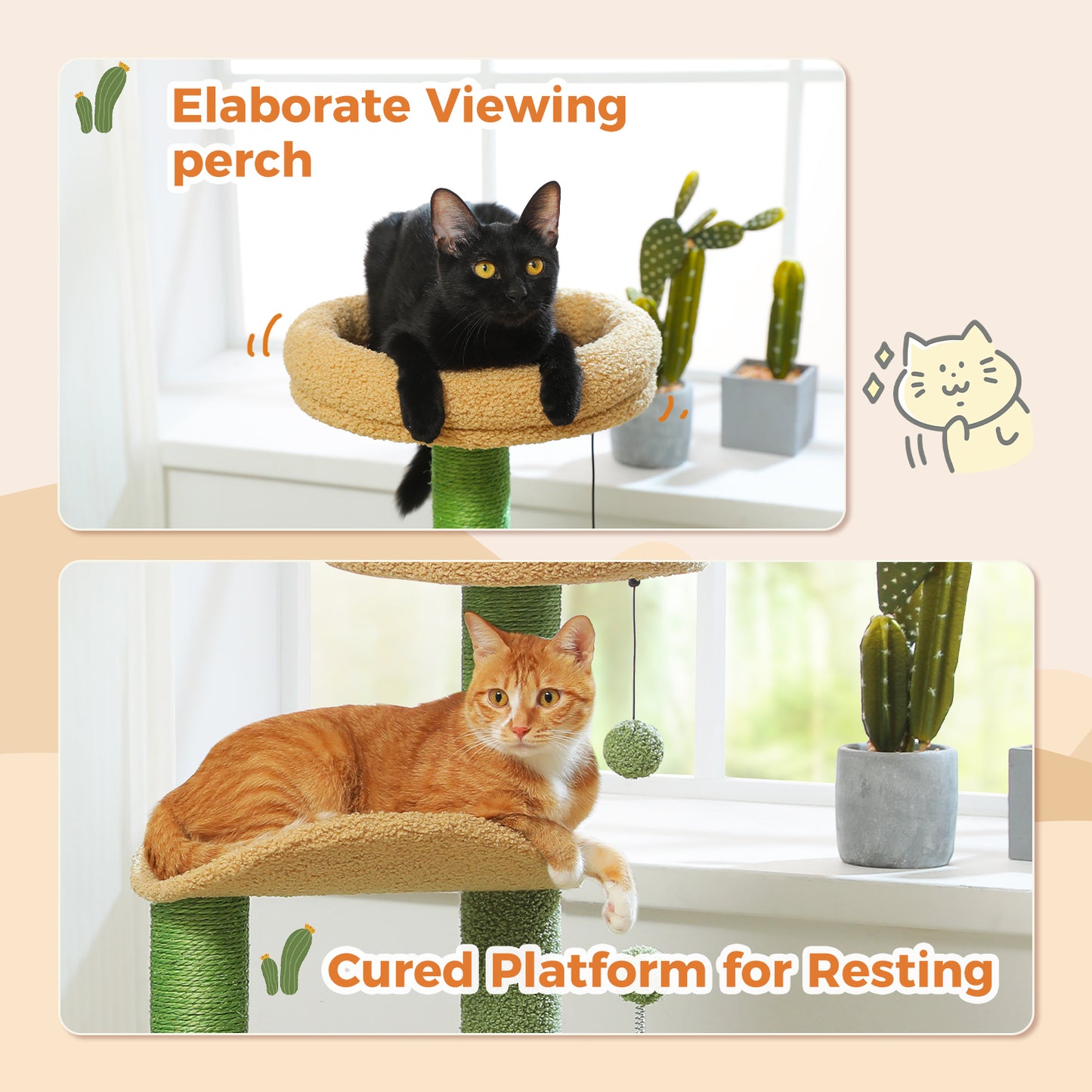 PAWZ Road Cactus Cat Tree Tower Scratching Post Condo House Scratcher Furniture