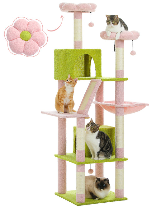 PAWZ Road 180cm Cat Tree Tower Scratching Post Adult Cats Condo House Bed Toys Pink
