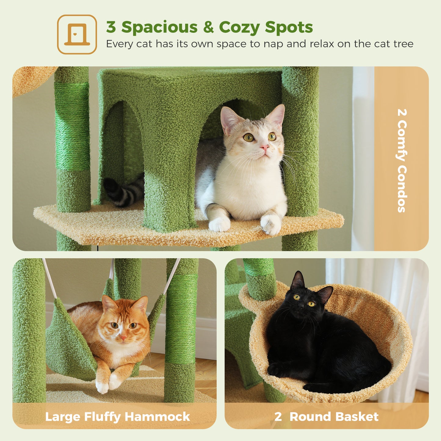 PAWZ Road 181cm Large Cat Tree Tower Scratching Post Condo House Furniture Cat Beds Green