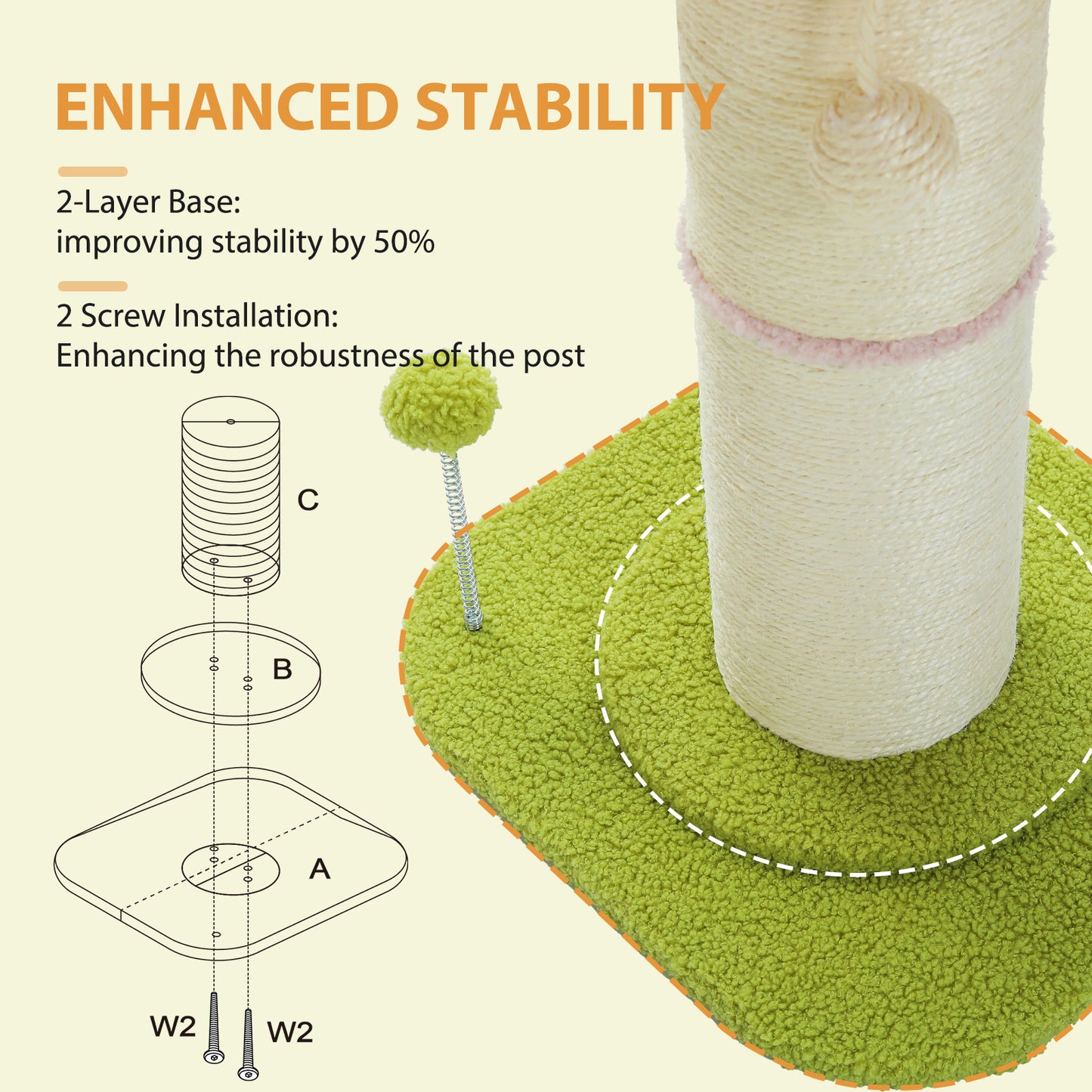 PAWZ Road 60cm Cat Scratching Post with Super Thick Scratcher Cats Bed Toys Scratch Pink