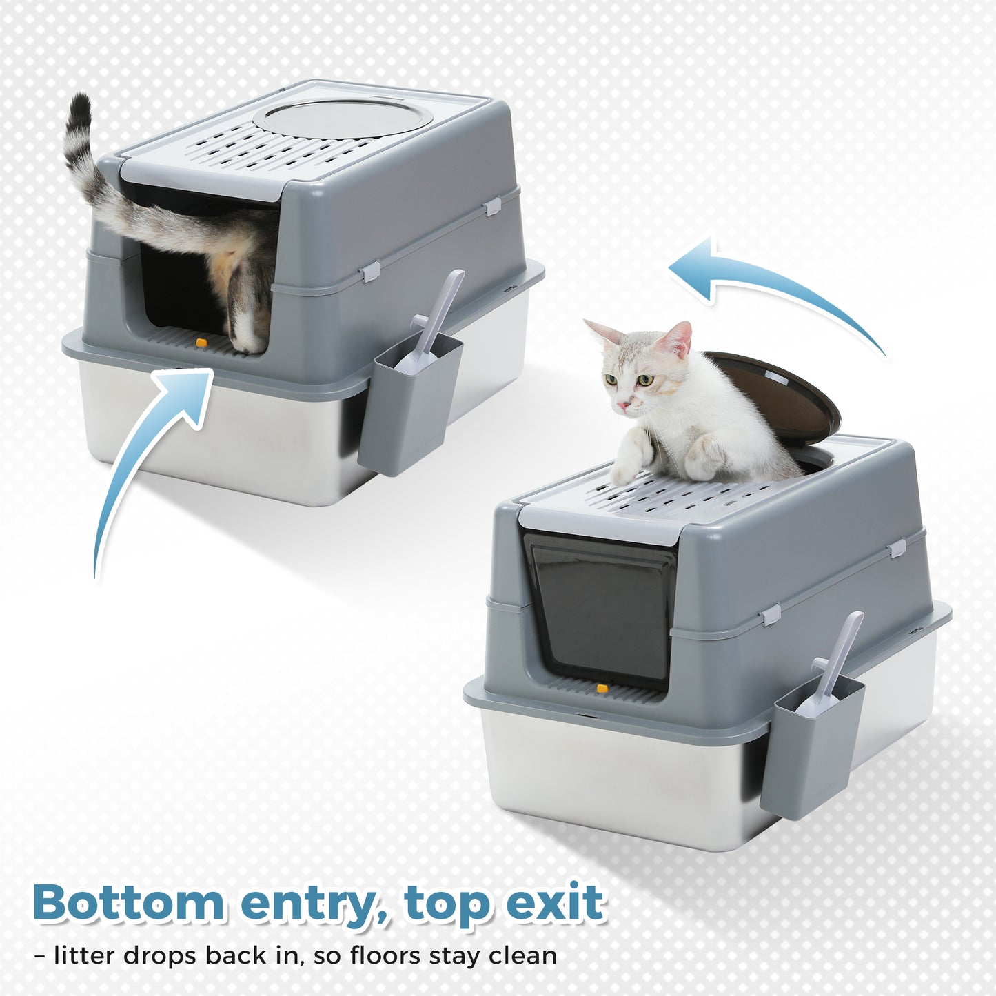PAWZ Road Stainless Steel Litter Box Enclosed Extra Large Cat litter Tray Toilet